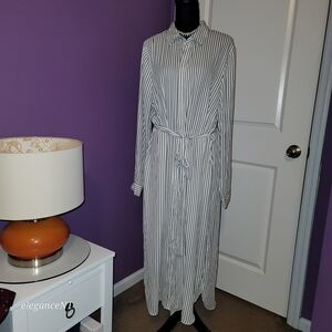 Forever 21 Black and White Belted Striped Cardigan SZ: 1X